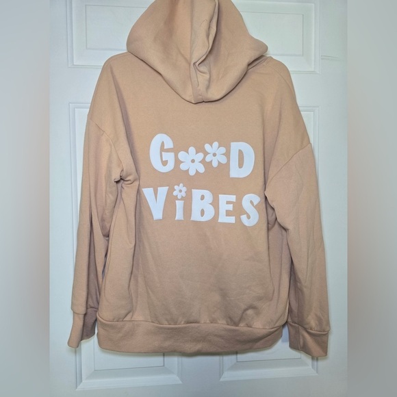 Hippie Rose GOOD VIBES Sweatsuit Sand Color Sz Medium NWT Full Zip Hoodie Pants - Picture 7 of 13